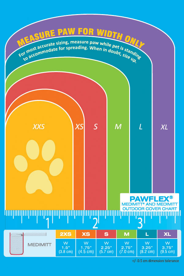 PawFlex | MediMitt Bandages, Size Chart | PawFlex Medimitt Paw Bandage
