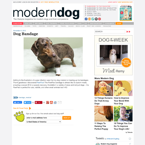 ModernDogMagazine.com | Dog makes PawFlex a Fave Find!